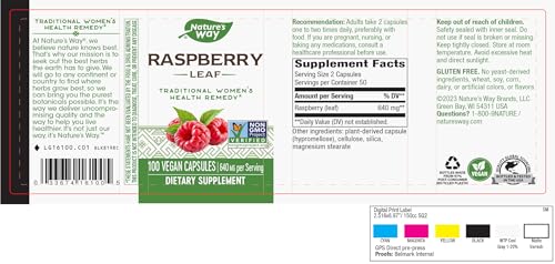 Nature's Way Herbal Supplement - 640mg Raspberry Leaf for Women's Health, Vegan - 100 Capsules