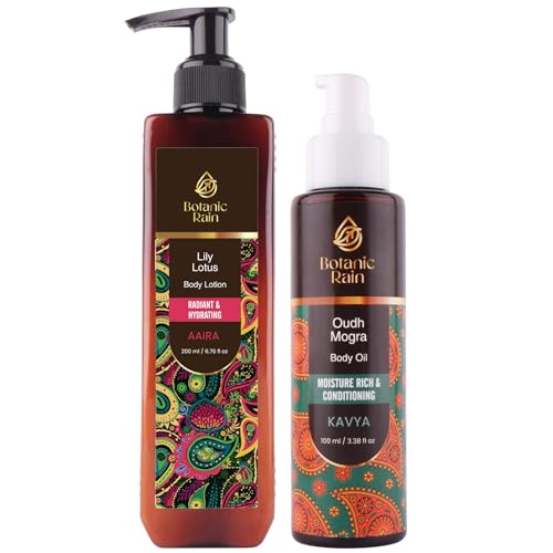 Botanic Rain Body Care Set - Hydrating Lotion & Nourishing Oil, Vegan, Paraben-Free - 8oz
