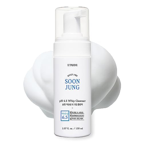 ETUDE SoonJung pH 6.5 Whip Facial Cleanser - Hydrating, Gentle for Sensitive Skin - 5.1 fl. oz.