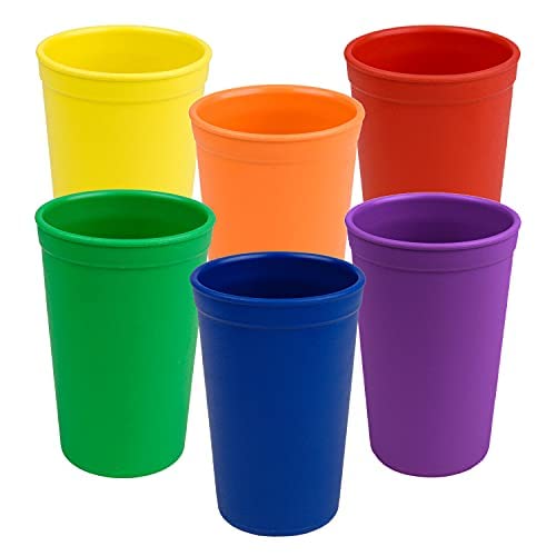 Re-Play 9 Oz. Reusable Toddler Cups - Durable, Dishwasher Safe, Stackable - Crayon Box, Pack of 6