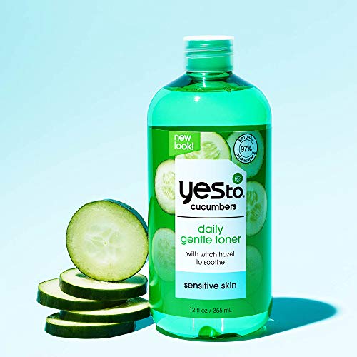 Yes To Cucumbers Face Toner - Calms Redness, Hydrates with Witch Hazel & Aloe Vera - 12 Fl Oz