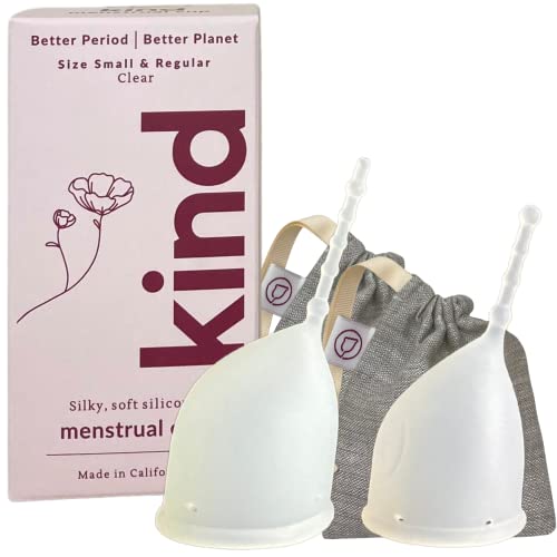 Kind Cup Menstrual Cup - Ergonomic Comfort, Leak-Free Design, Medical Grade Silicone - Duo, Clear