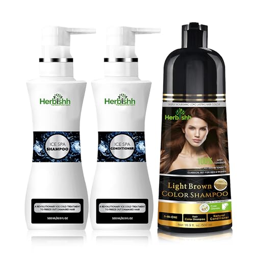 Herbishh Hair Care Bundle - Nourishing Color Shampoo & Ice Spa Set for Healthy Locks - 500 ML