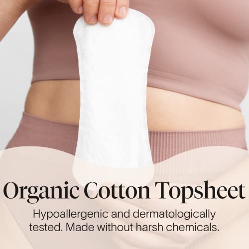 Cora Sanitary Napkins - 100% Organic Cotton, Quick Absorbency, Hypoallergenic - 36 Long Liners