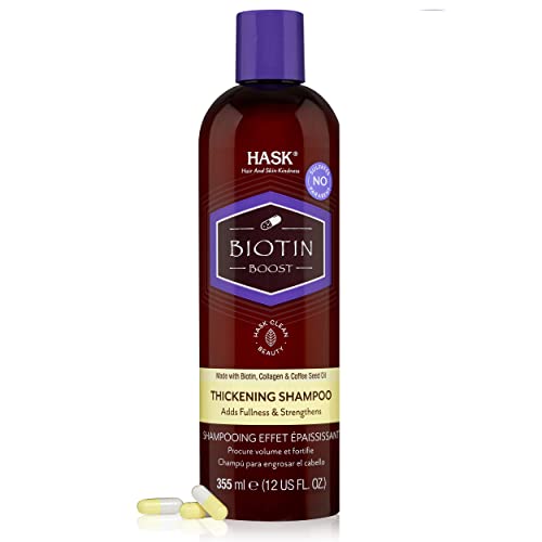 HASK Biotin Boost Thickening Shampoo - Volumizes & Fortifies with Biotin, Collagen, Coffee - 12oz