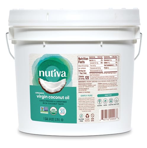 Nutiva Organic Coconut Oil - Cold-Pressed, USDA Organic, Versatile Moisturizer - 128 fl oz