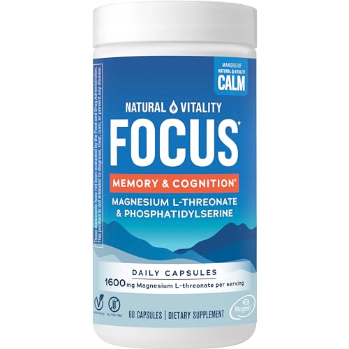 Natural Vitality Focus Nootropic Supplement - Supports Memory & Cognition, Gluten-Free - 60 Capsules