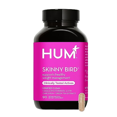 HUM Skinny Bird Weight Management Supplement - Appetite Control with 5-HTP, Green Tea - 90 Capsules