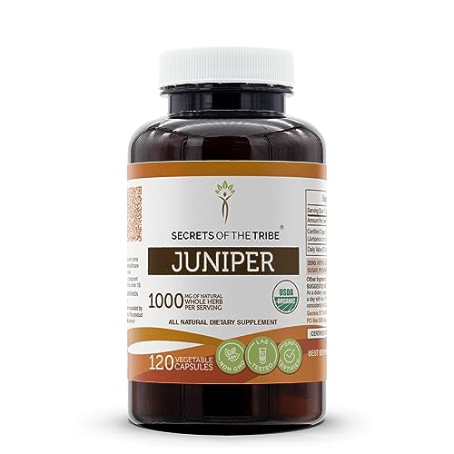 Secrets of the Tribe Herbal Supplement - High Potency USDA Organic Juniper, 120 Capsules