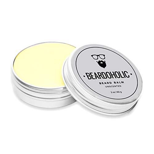 Beardoholic Beard Balm - Strong Hold, Natural Ingredients, Unscented, 2 oz for All-Day Style