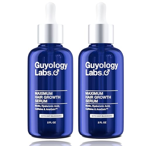 Guyology Labs Hair Growth Serum - DHT Blocker, Biotin & Hyaluronic Acid - 2x 2oz Bottles