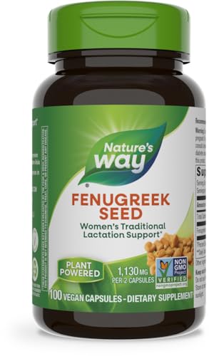 Nature's Way Fenugreek Seed - Lactation Support, Vegan, Non-GMO - 100 Capsules