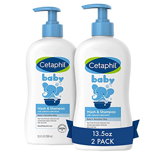 Cetaphil Baby Shampoo & Body Wash - Gentle Cleanser with Calendula, Hypoallergenic - 13.5oz (2-Pack)