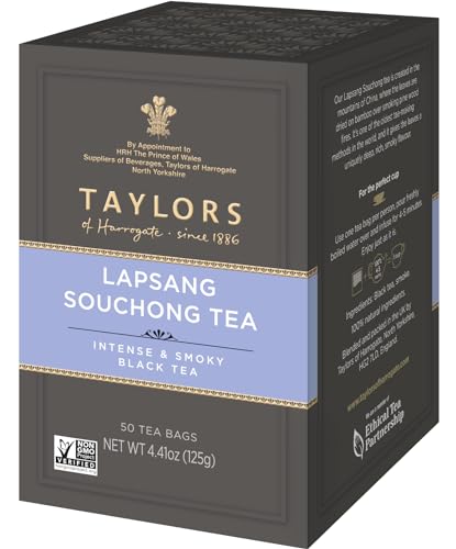 Taylors of Harrogate Lapsang Souchong Tea - Smoky Flavor, Carbon Neutral, 50 Tea Bags