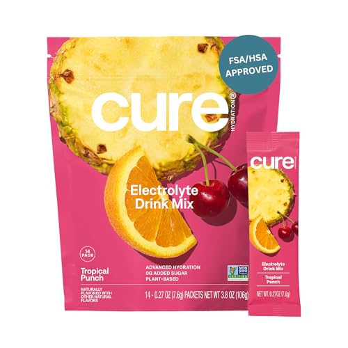 Cure Hydration Electrolyte Drink Mix - Rapid Dehydration Relief, Plant-Based, Vegan - 14 Packets