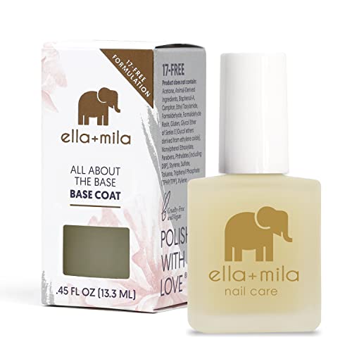 ella+mila Nail Care Set - Long-lasting Ridge Filler Base Coat, Vegan, 17-Free Formula - 0.45 fl oz