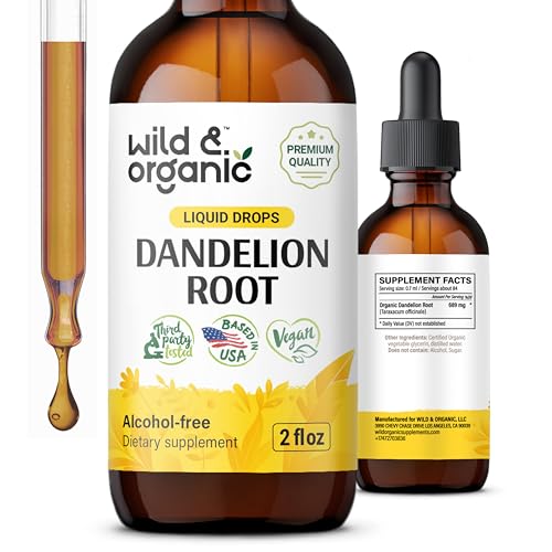 Wild & Organic Dandelion Root Tincture - Liver Support, Alcohol-Free, Vegan - 2 oz