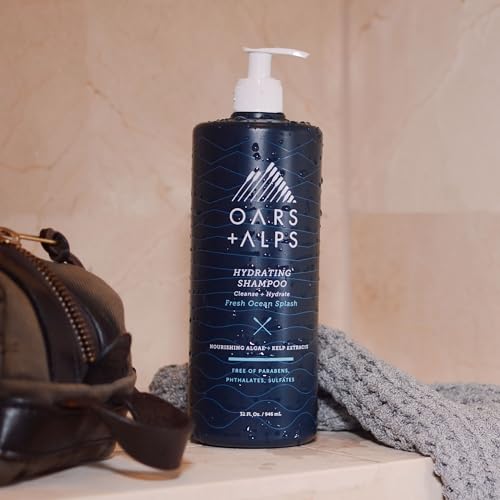Oars + Alps Men's Shampoo - Hydrating Kelp & Algae Infusion, Alcohol-Free - 32 Fl Oz