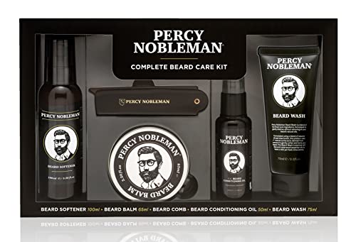 Percy Nobleman Beard Gift Set - Nourishes & Conditions, Non-Animal Tested - 5-Piece Kit