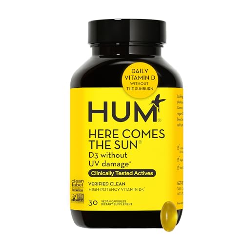 HUM Vitamin D Supplement - Immune & Mood Booster, Vegan, Non-GMO - 2000 IU Softgels, 1 Month