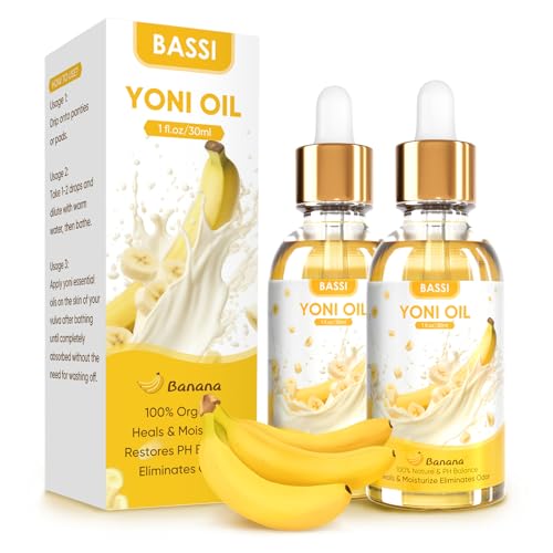 BASSI Yoni Oil Feminine Deodorant - Moisturizes, Balances pH, Eliminates Odor - 2PCS