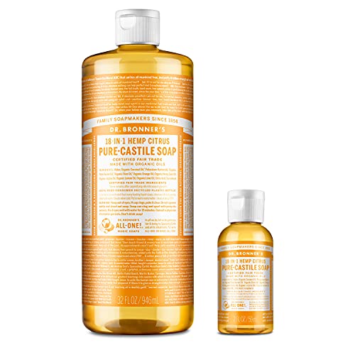 Dr. Bronner's Pure-Castile Liquid Soap - Organic, Fair Trade Ingredients, 32oz & 2oz Travel Size