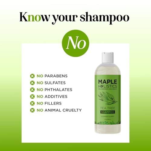 Maple Holistics Clarifying Shampoo - Tea Tree Oil for Oily Hair, Color Safe, Vegan - 8 Fl Oz