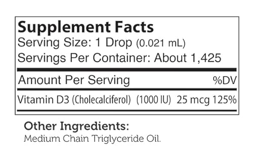 Zahler Liquid Vitamin D - Supports Healthy Bones & Immune System, Kosher - 1oz Drops, 1000IU
