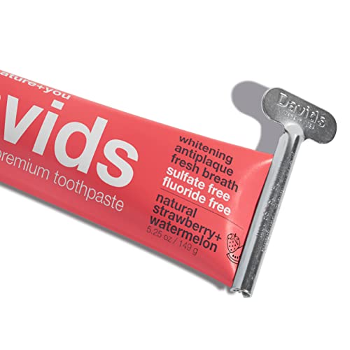 Davids Fluoride Free Toothpaste - Whitens Teeth, Promotes Enamel Health, Natural Flavor - 5.25oz