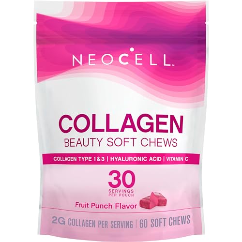 NeoCell Collagen Beauty Soft Chews - Supports Hair, Skin & Nail Health, Fruit Punch - 60 Count