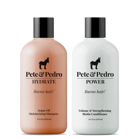 Pete & Pedro Argan Oil Shampoo & Biotin Conditioner Set - Hydrates, Strengthens, 8.5oz Each