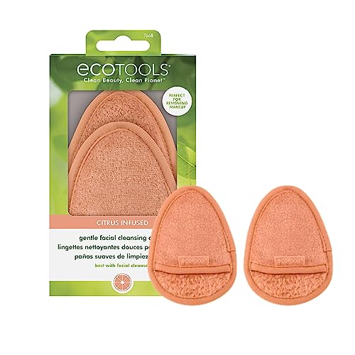 EcoTools Facial Cleansing Cloths - Citrus Infused, Reusable, Vegan - 2 Count