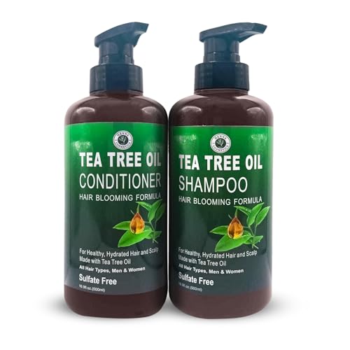 Henna Cosmetics Tea Tree Oil Shampoo & Conditioner Set - Nourishes & Cleanses Hair - 16.9 fl oz