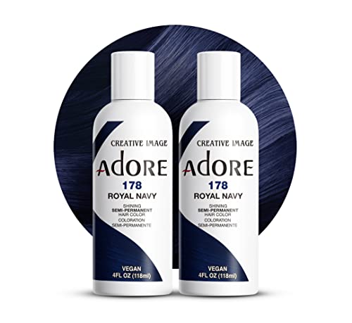 Adore Semi-Permanent Hair Dye - Vibrant Royal Navy, Vegan & Cruelty-Free - 4 Fl Oz (Pack of 2)