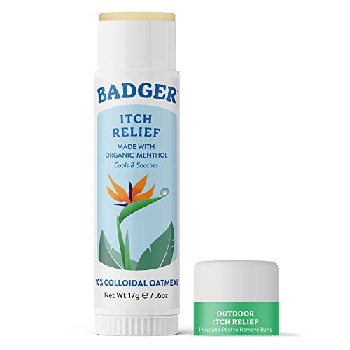 Badger Bug Spray - Organic Itch Relief with Oatmeal & Menthol, Hypoallergenic - 0.6 oz Travel Stick