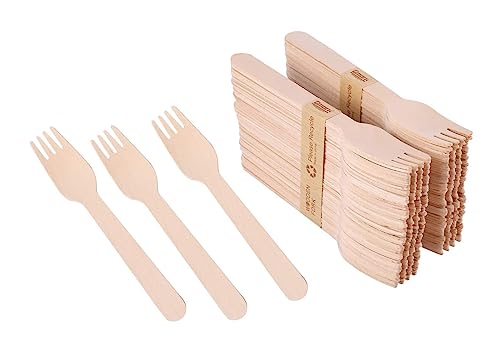 Gmark Wooden Forks - 100% Birchwood, Compostable, Sturdy & Smooth - 6.25" Length, Box of 100