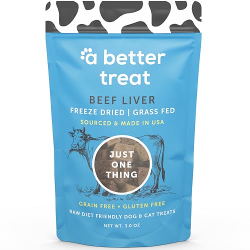 A Better Treat Dog Treats - 100% Grass Fed Beef Liver, Grain Free, High Protein, 3oz