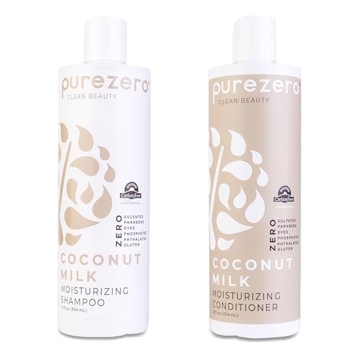 Purezero Coconut Milk Shampoo & Conditioner Set - Intense Hydration & Shine - 100% Vegan, 12oz