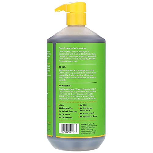 Alaffia Everyday Coconut Shampoo - Hydrates & Cleanses with Fair Trade Coconut Oil - 32 Fl Oz