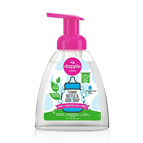 Dapple Foaming Dish Soap - Removes Milk Residue, Plant-Based, Fragrance Free - 13 Fl Oz