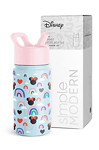 Simple Modern Minnie Mouse Kids Water Bottle - Insulated, BPA-Free, 14oz - Rainbows Design