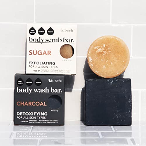 Kitsch Charcoal Soap Bar - Detoxifying Cleanser for Oily Skin, Vegan & Compostable - 4oz