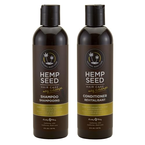 Earthly Body Hemp Seed Hair Care Set - Nourishing Shampoo & Conditioner, Vegan - 8 oz Each