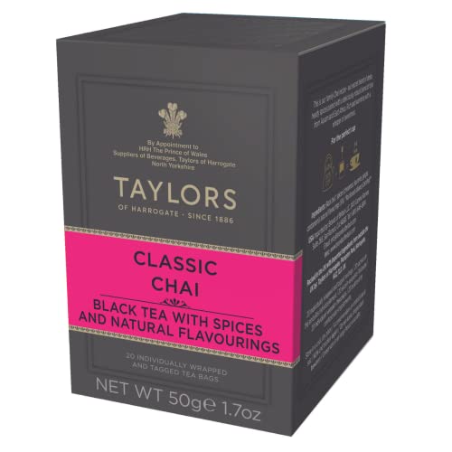 Taylors of Harrogate Classic Chai Tea - Rich Flavor, Carbon Neutral Certified - 20 Teabags