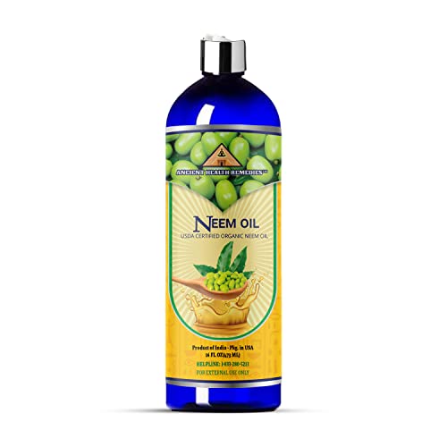 Ancient Health Remedies Neem Oil - USDA Organic, Anti-Aging, Nourishing Hair & Skin - 16oz