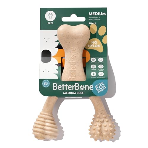 BetterBone Dog Toy - Nylon-Free, Non-Toxic Chew Promoting Dental Health - Medium Density