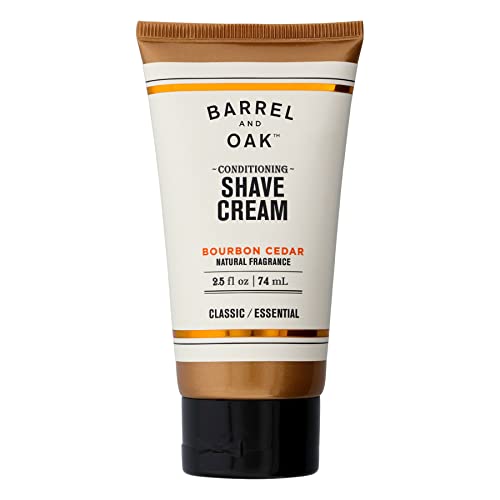 Barrel and Oak Conditioning Shave Cream - Moisturizing, Caffeine-Rich, Vegan - Bourbon Cedar, 2.5 oz