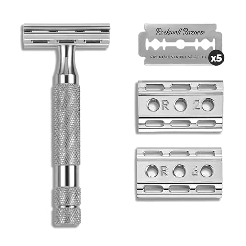 Rockwell Razors 6C Safety Razor - Close Shave, 6 Adjustable Settings, 5 Recyclable Blades