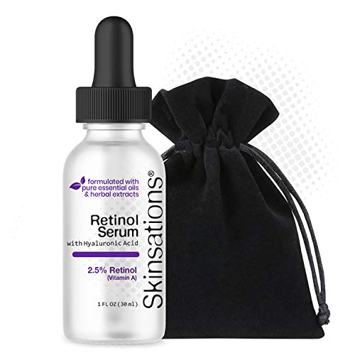 Skinsations Facial Serum - Retinol & Hyaluronic Acid for Skin Renewal, 1oz Glass Bottle