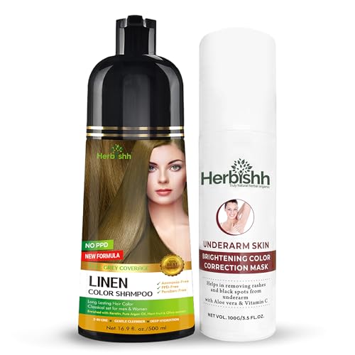 Herbishh Hair Care Bundle - Restore Youthful Color & Skin Glow, Argan & Olive Oils - 500ml + 100g